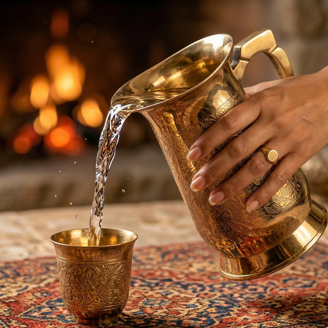 Brass Classic Etching Jug 1.5 Ltr / Pital Nakkashi Jug