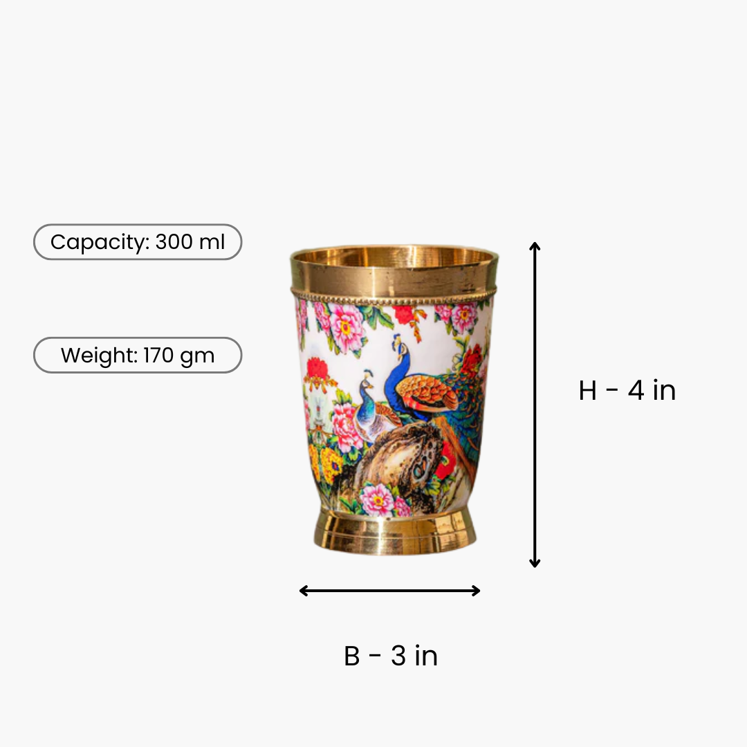 Brass Meena Glass White Print