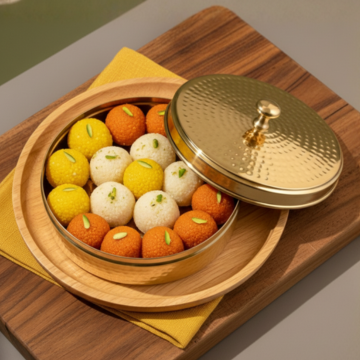 Brass Laddu Diba Hammered / Pital Sweet Box - Artisan