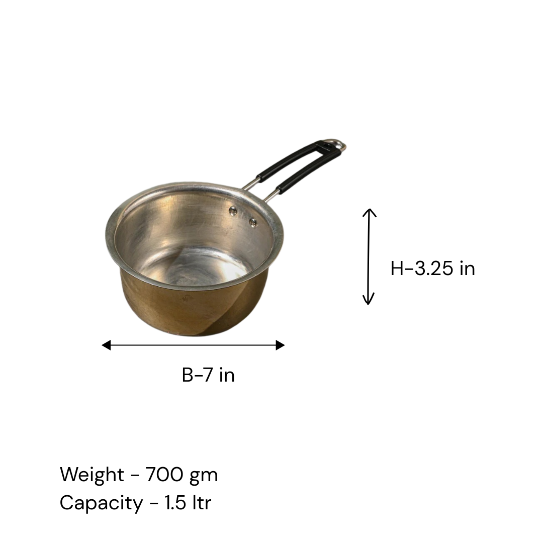 Brass Kalai Saucepan / Pital Milk Pan - Tin-Coated Inside