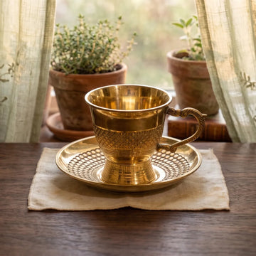 Brass Stoner Cup & Plate Set / Pital Cup Saucer