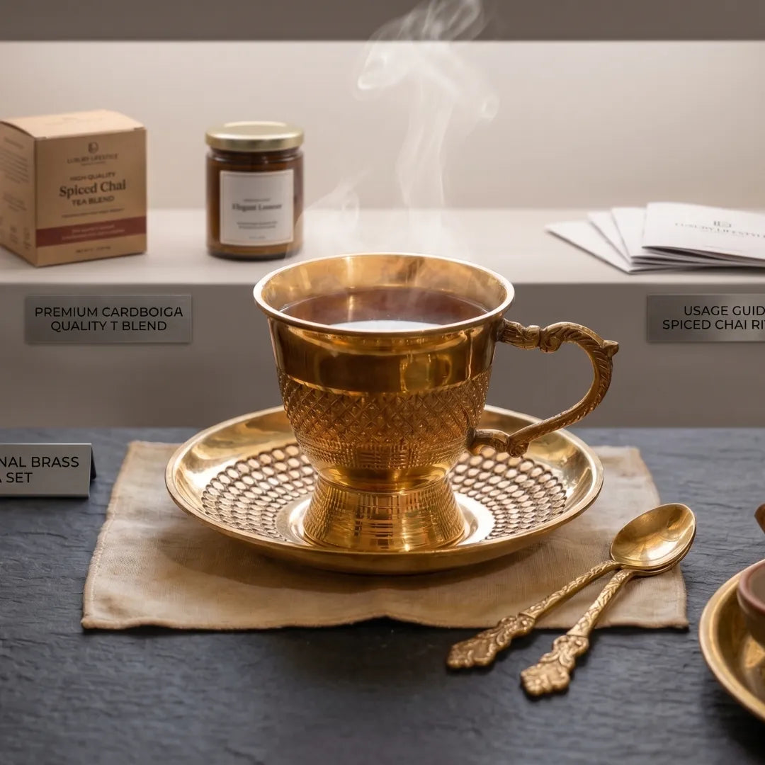 Brass Stoner Cup & Plate Set / Pital Cup Saucer