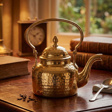Brass Hammered Kettle / Pital Ketli - Artisan Finish
