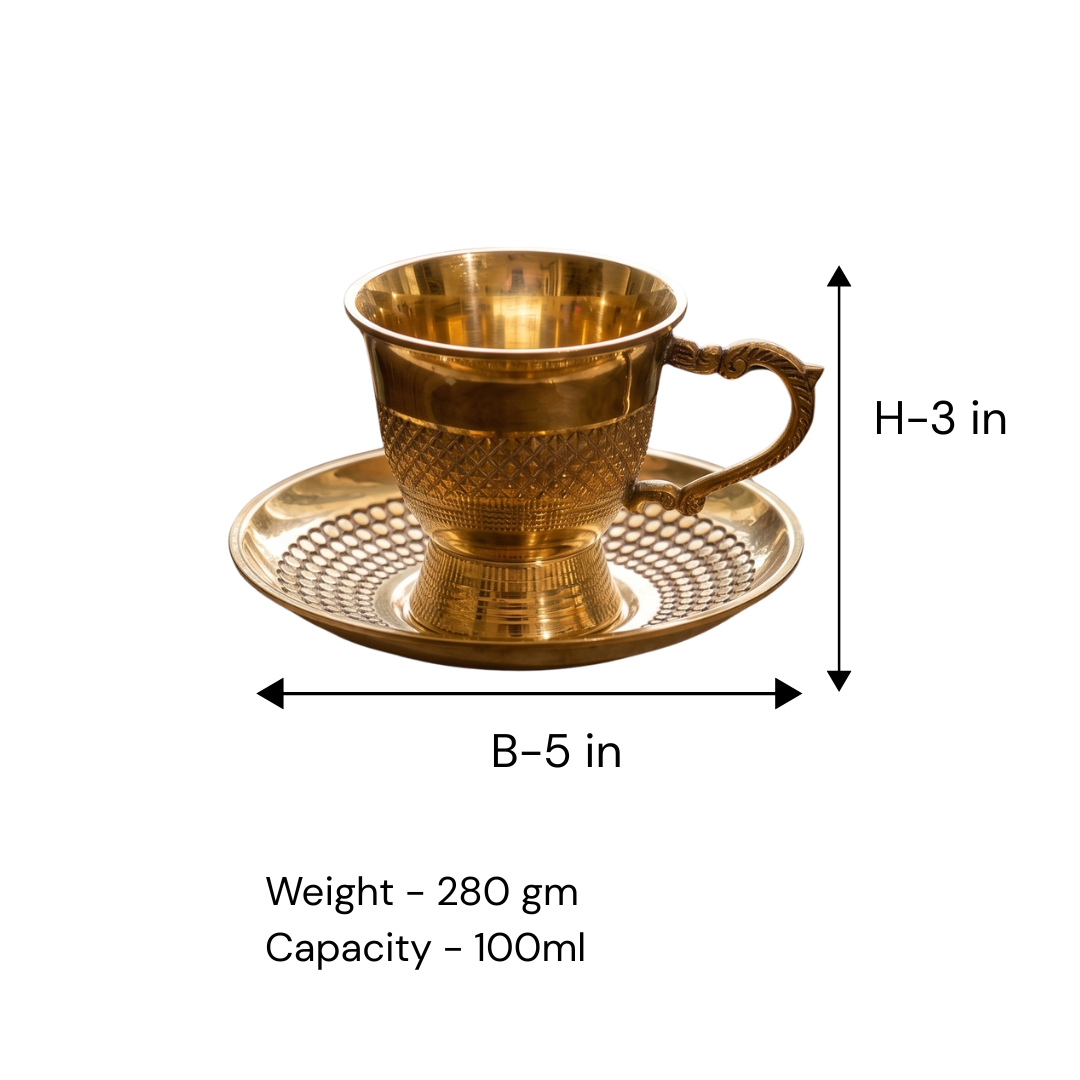 Brass Stoner Cup & Plate Set / Pital Cup Saucer