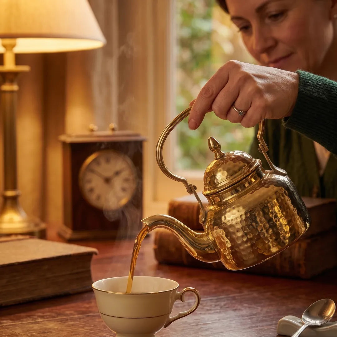 Brass Hammered Kettle / Pital Ketli - Artisan Finish