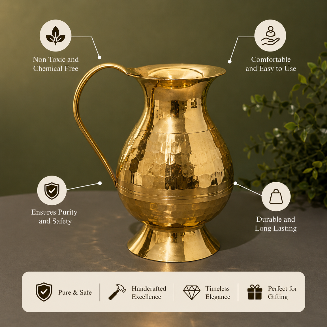 Brass Diamond Pattern Jug 1.5 Ltr / Pital Jug