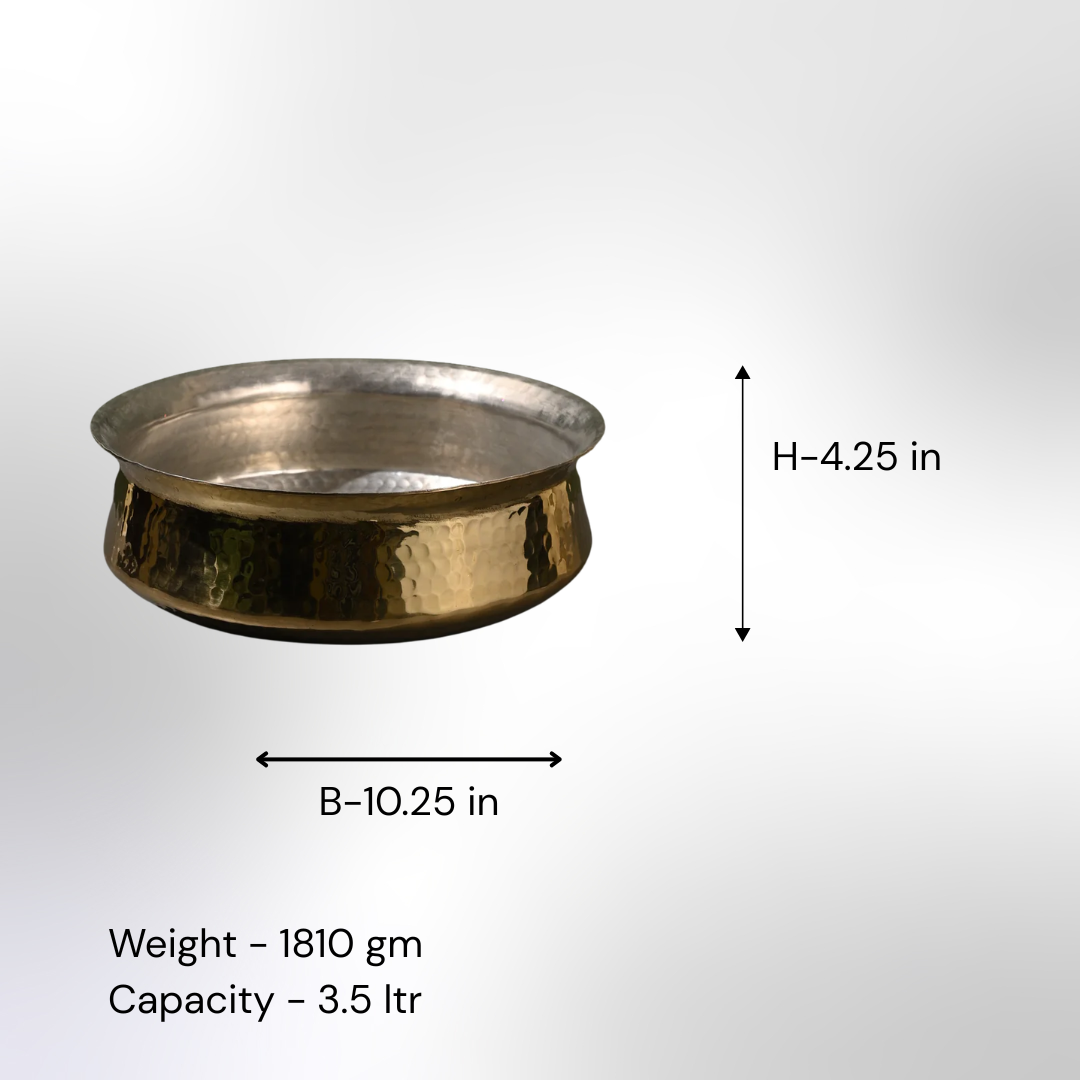 Brass Lagan Handi with Lid / Pital Biryani Handi - Heavy Base
