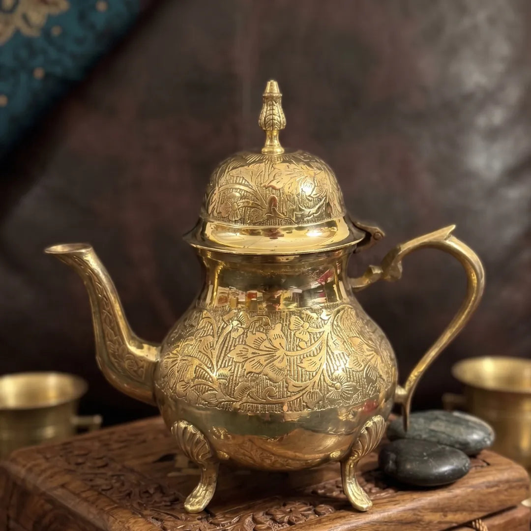 Brass Embossed Kettle / Pital Ketli - Textured Finish