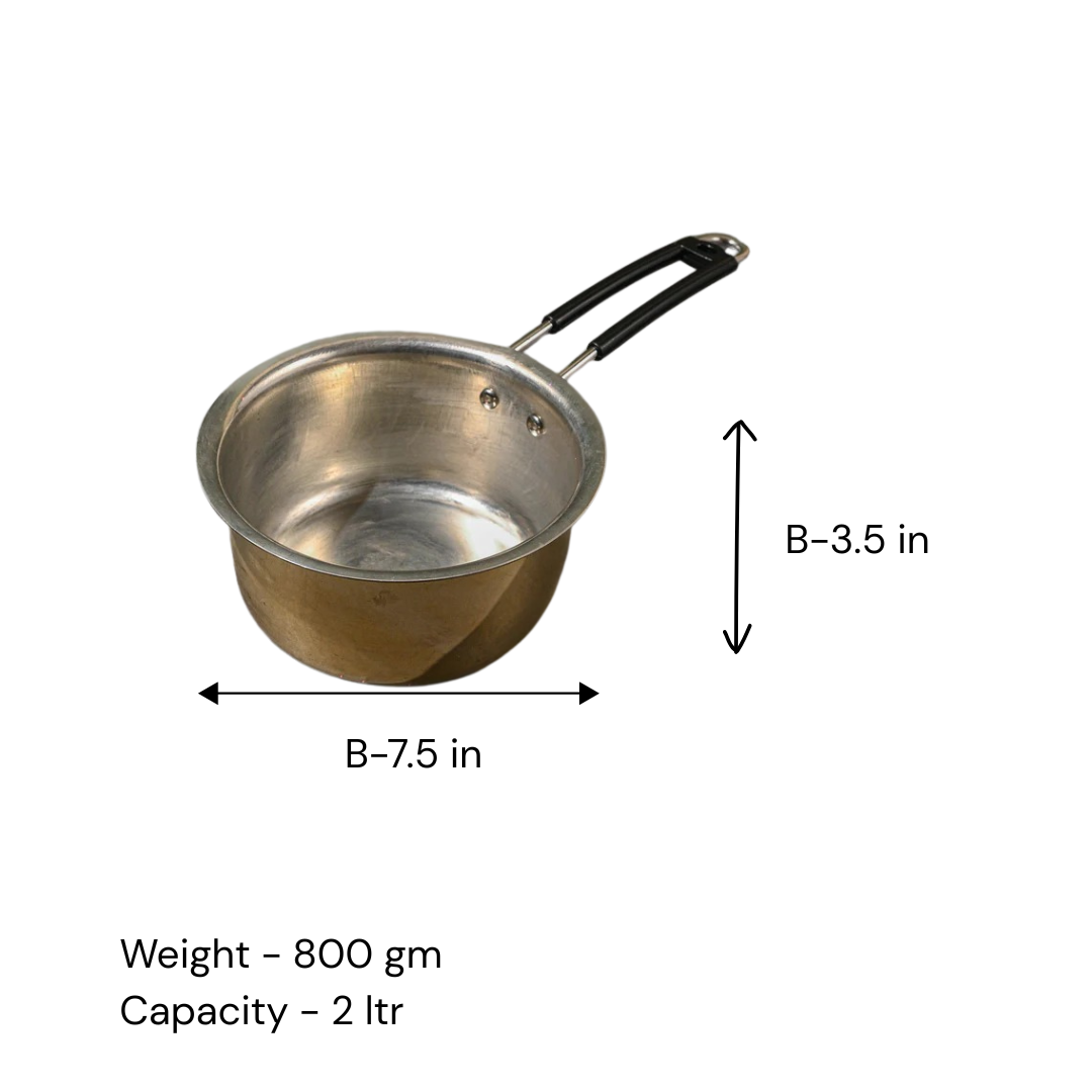 Brass Kalai Saucepan / Pital Milk Pan - Tin-Coated Inside