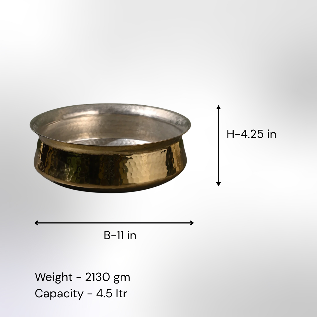 Brass Lagan Handi with Lid / Pital Biryani Handi - Heavy Base