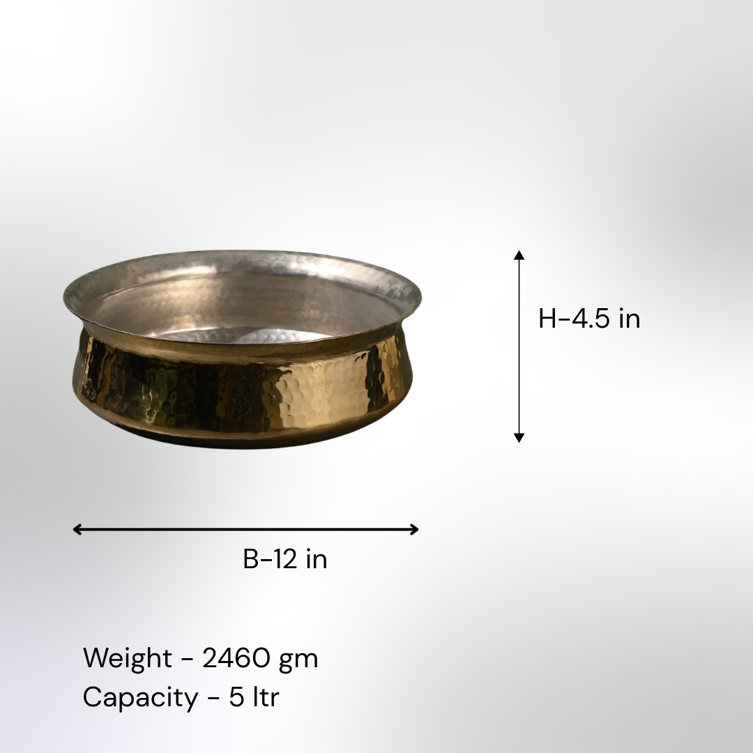 Brass Lagan Handi with Lid / Pital Biryani Handi - Heavy Base