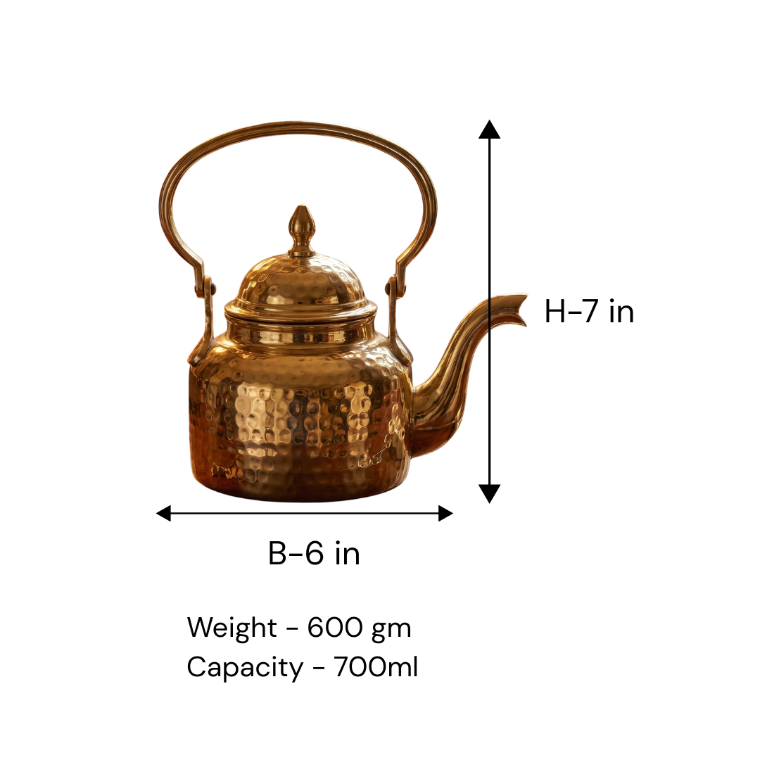 Brass Hammered Kettle / Pital Ketli - Artisan Finish