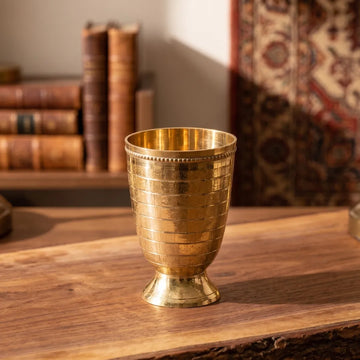 Brass Diamond Pattern Glass / Pital Tumbler - Textured