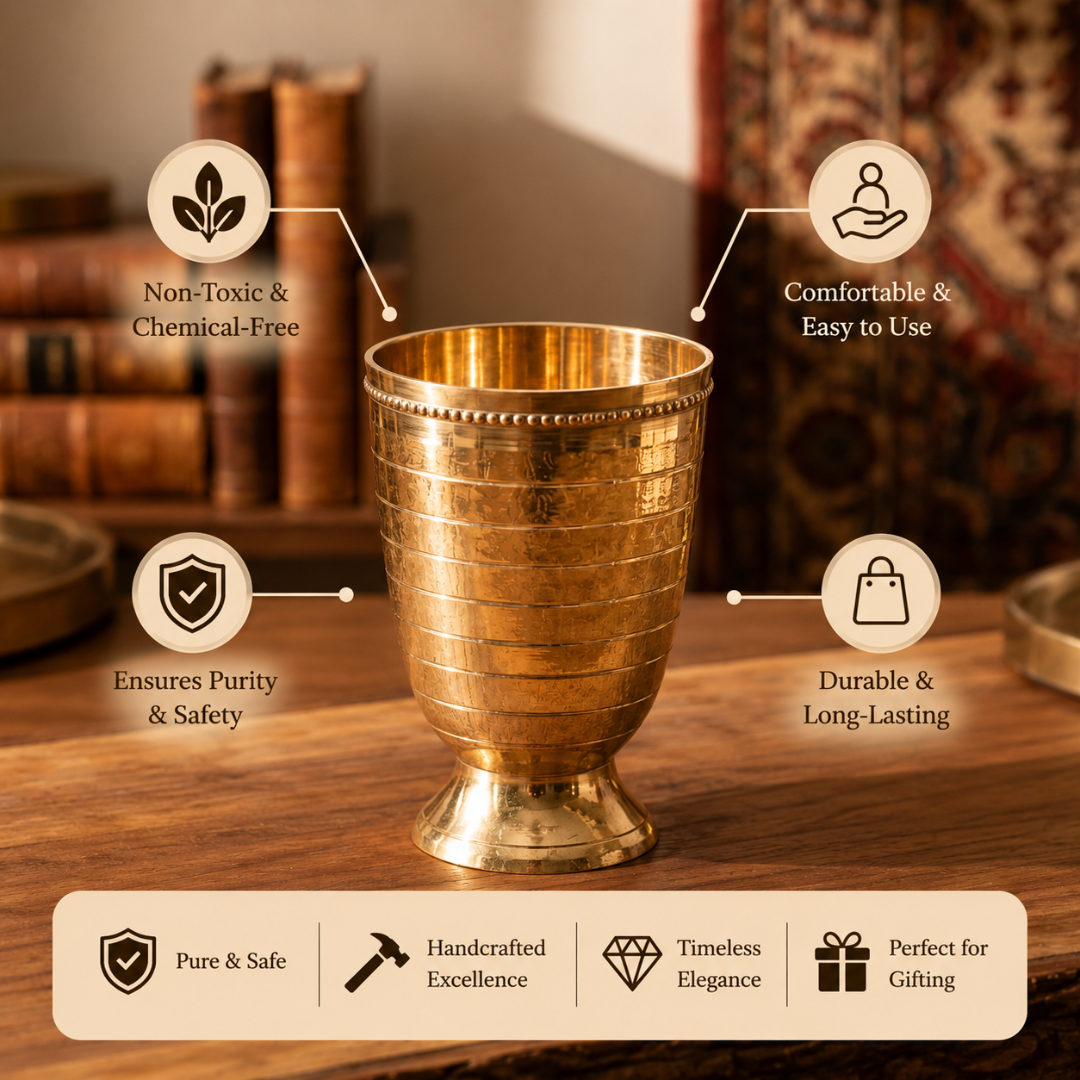 Brass Diamond Pattern Glass / Pital Tumbler - Textured