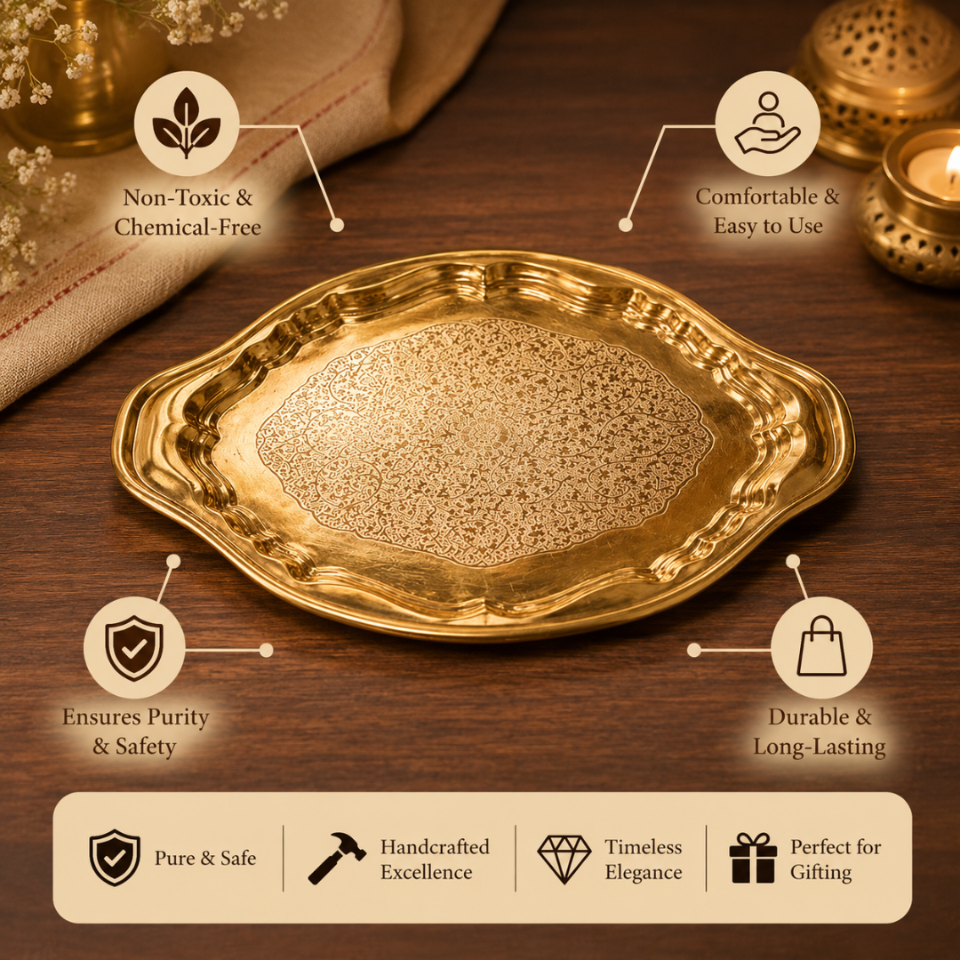 Brass Designer Serving Tray / Pital Tray - Premium Finish