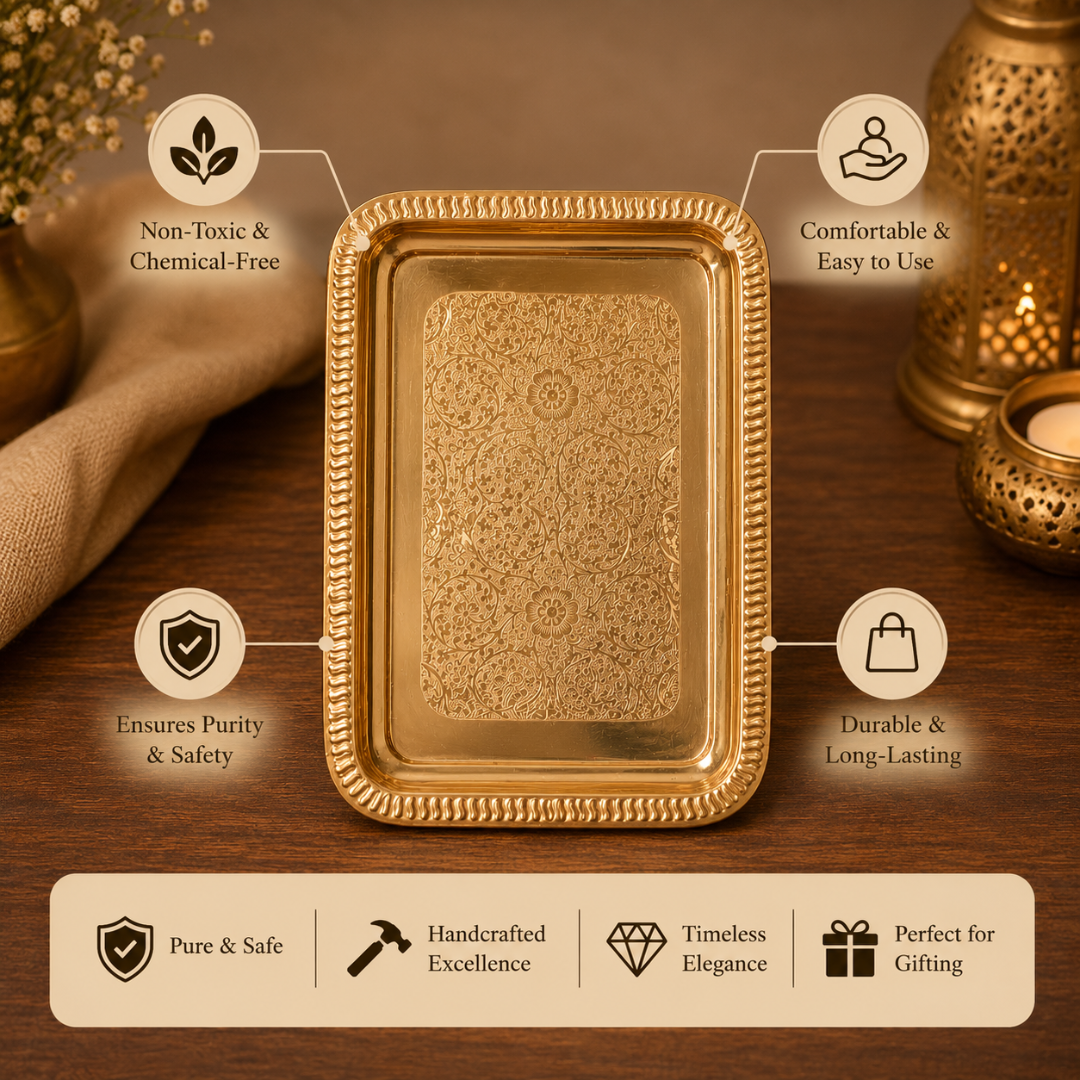 Brass Square Serving Tray / Pital Tray - Modern Geometric