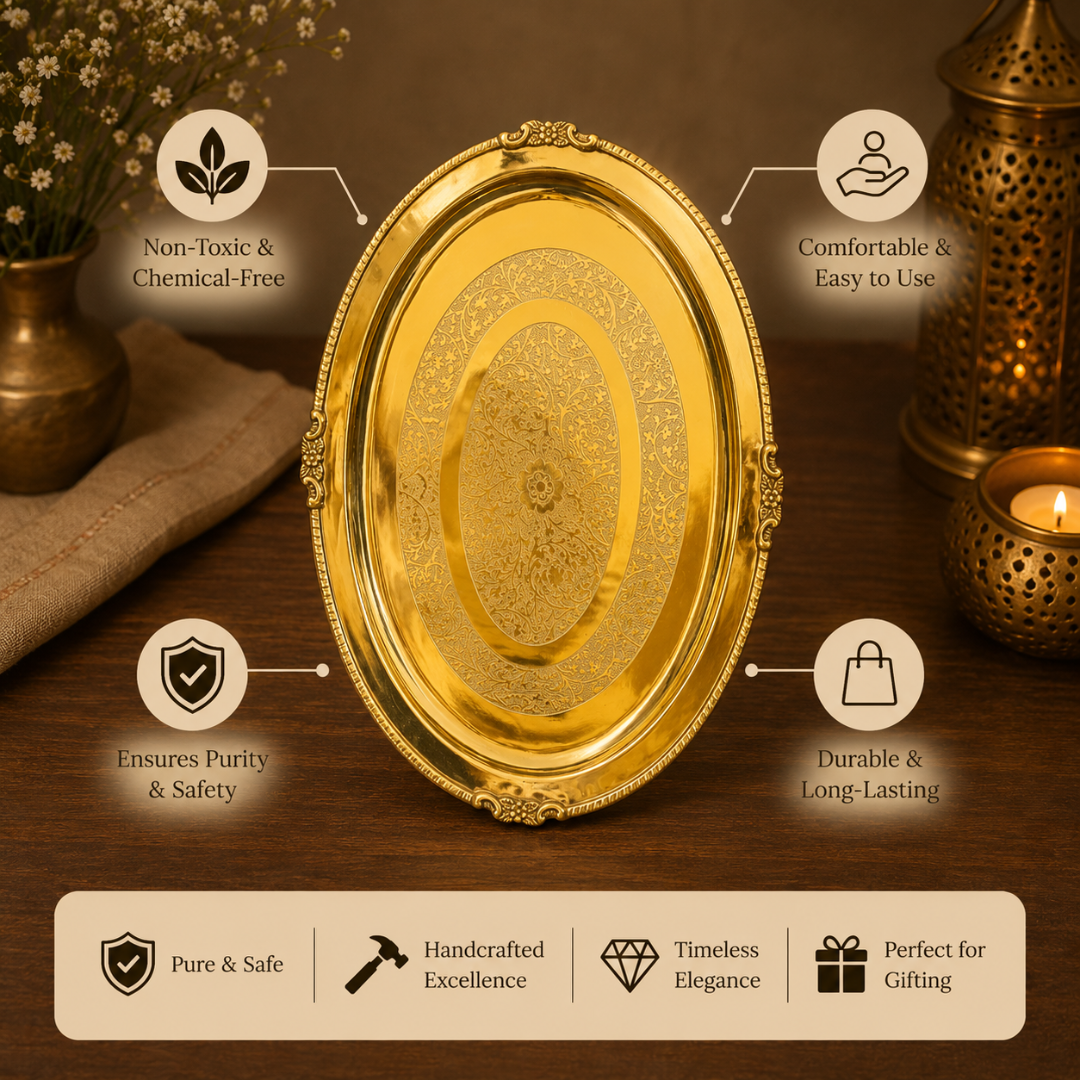 Brass Premium Serving Tray / Pital Tray - Luxury Finish