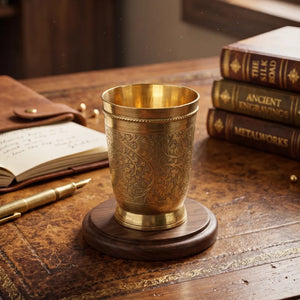 Brass Fancy Etching Glass / Pital Nakkashi Tumbler