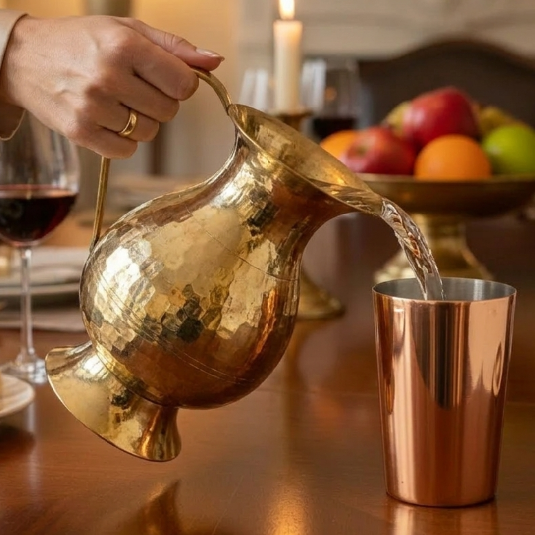 Brass Diamond Pattern Jug 1.5 Ltr / Pital Jug