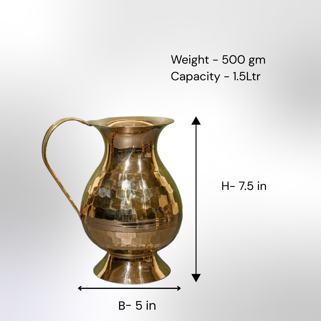 Brass Diamond Pattern Jug 1.5 Ltr / Pital Jug