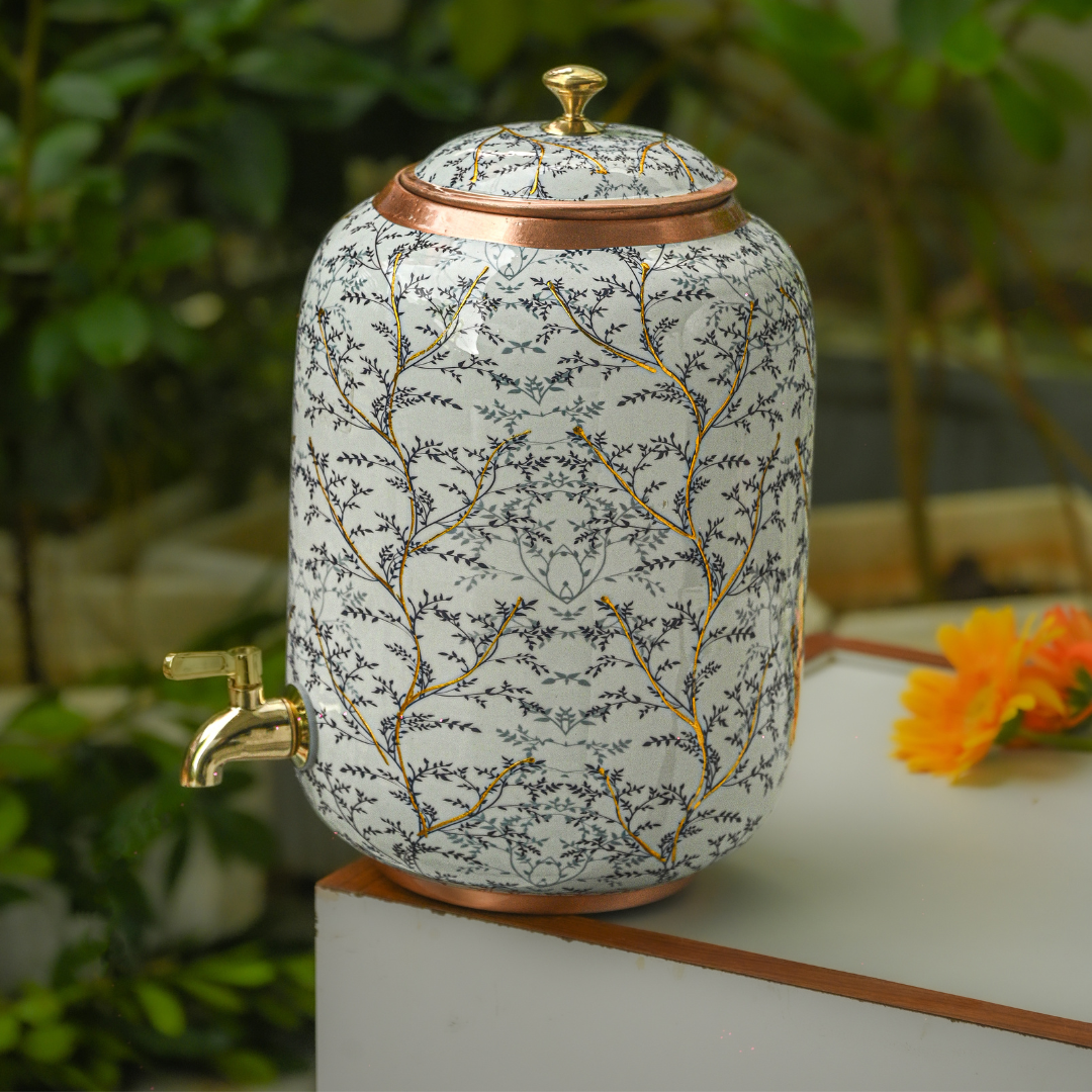 Glossy Meena Finish Copper Water Tank 8L