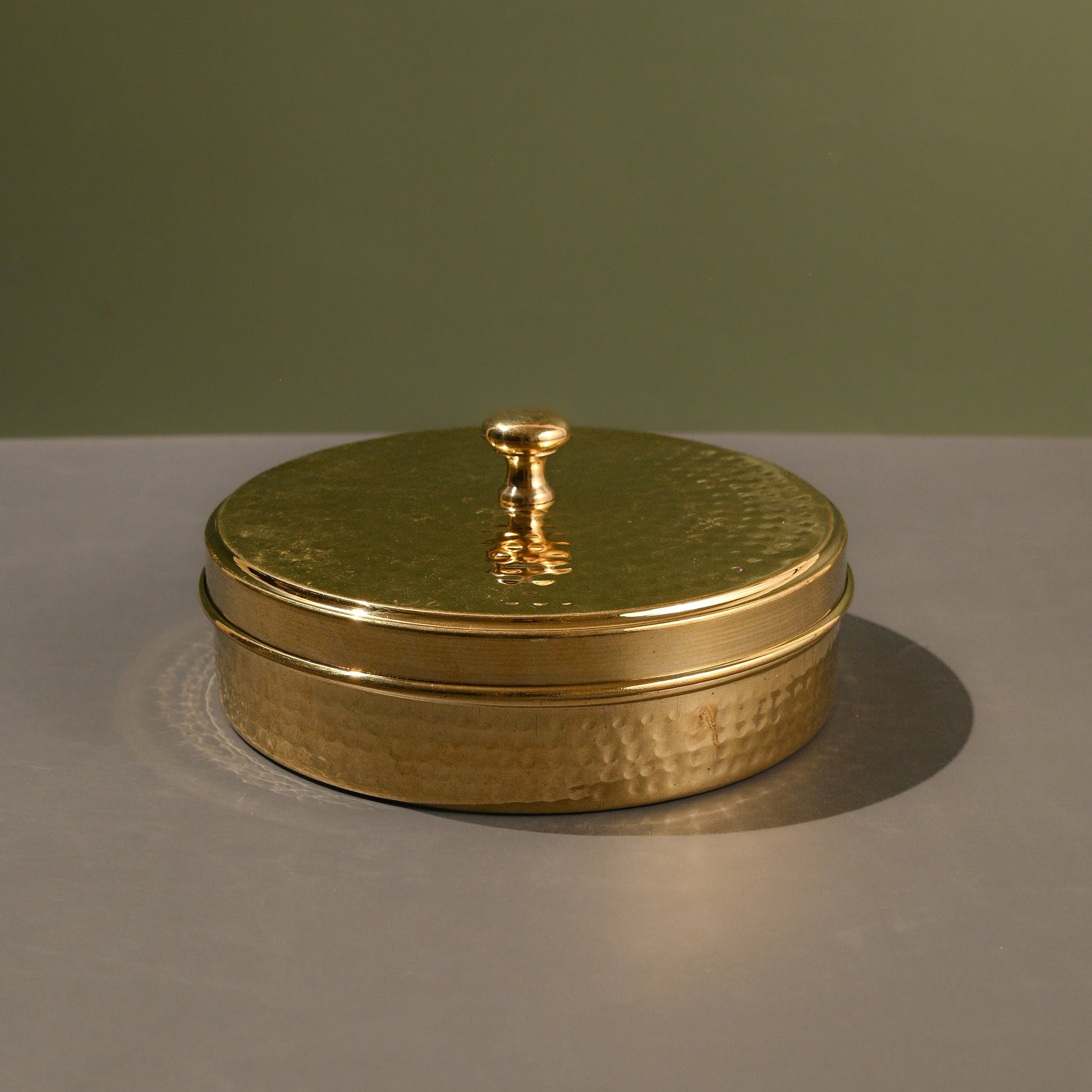 Brass Laddu Diba Hammered