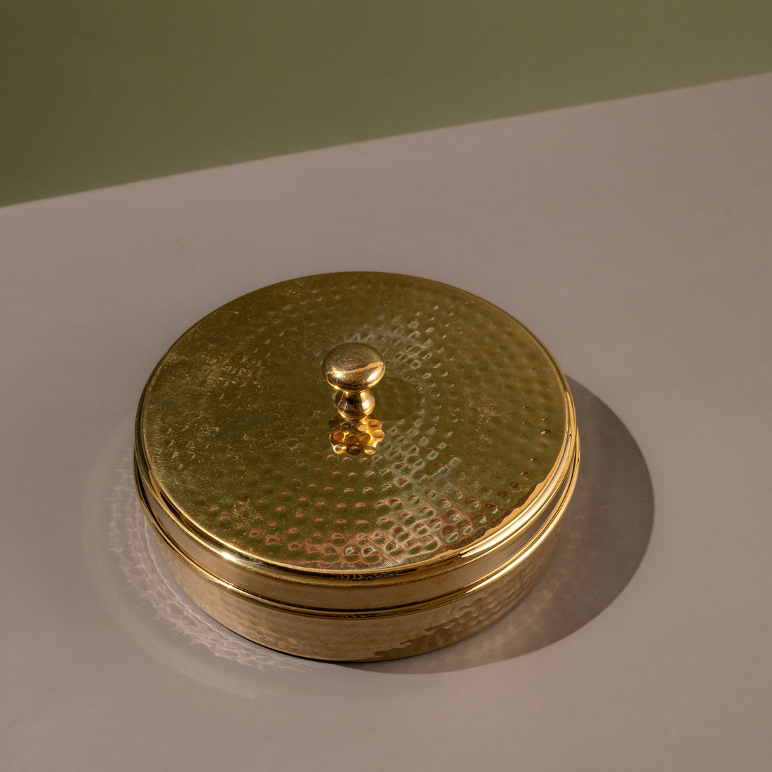 Brass Laddu Diba Hammered