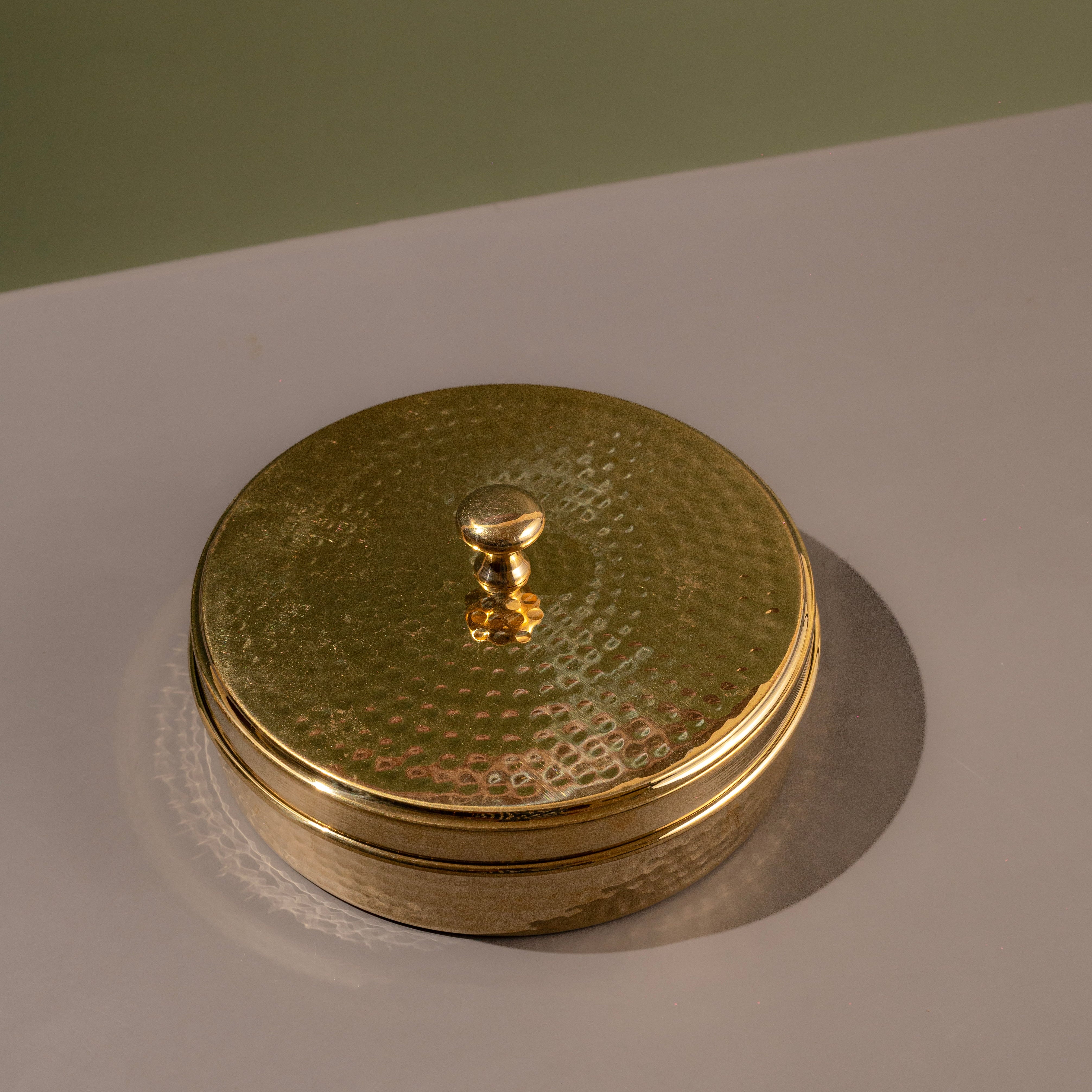 Brass Laddu Diba Hammered