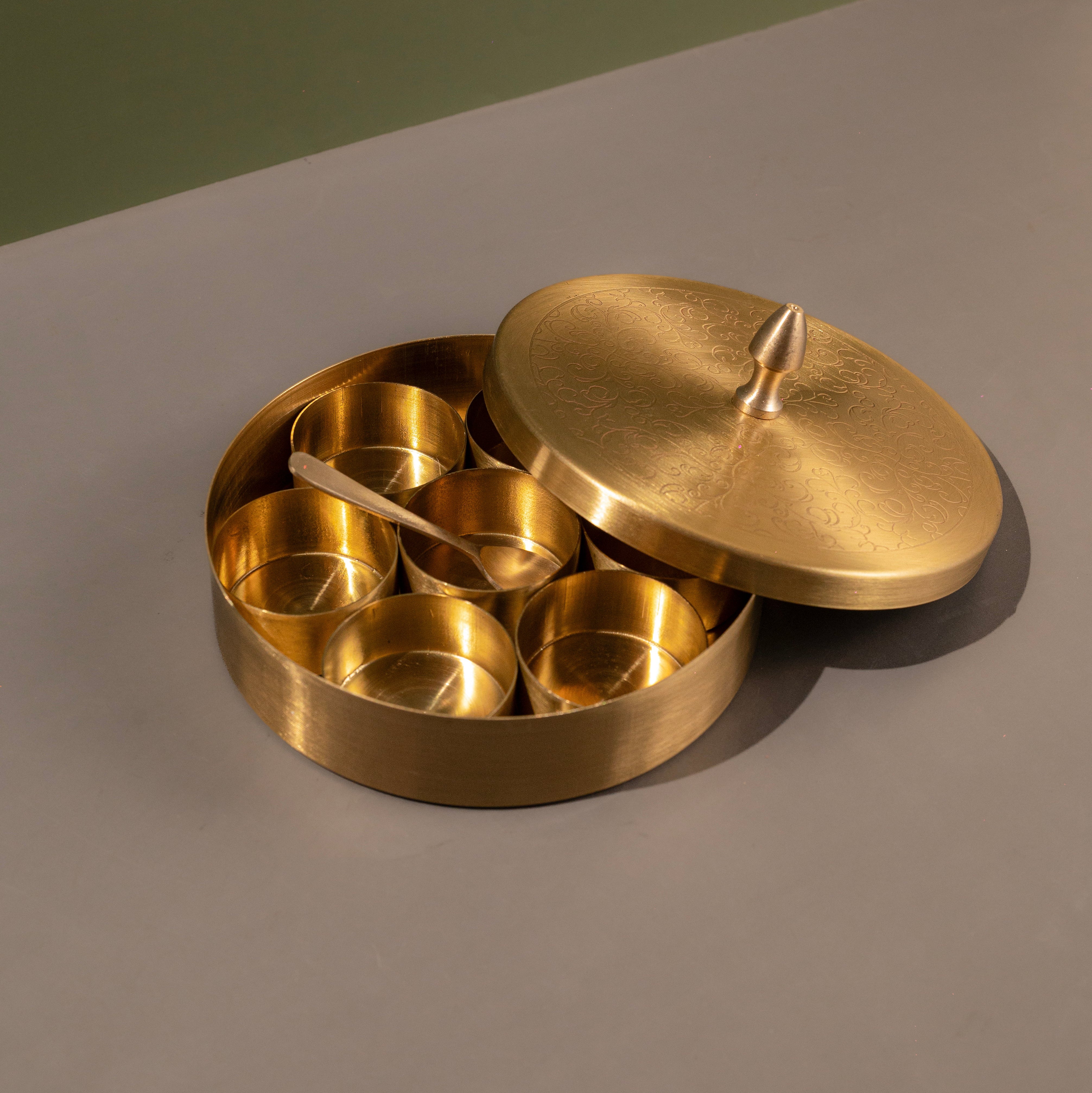 Brass Masala Box Etching