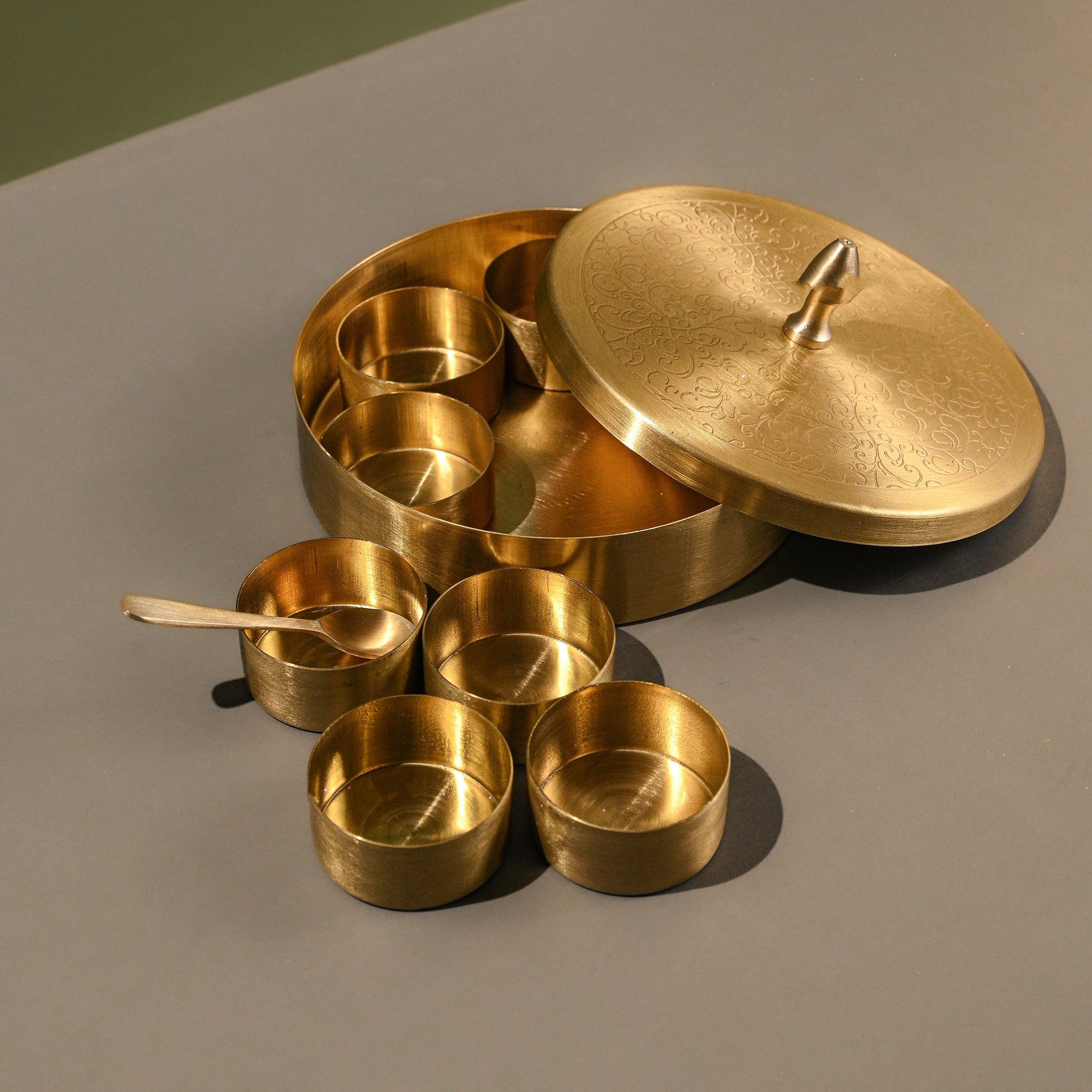 Brass Masala Box Etching