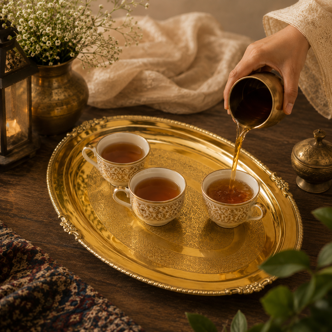 Brass Premium Serving Tray / Pital Tray - Luxury Finish