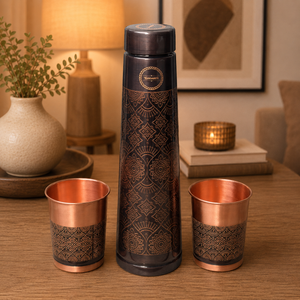 Copper Tower Antique Bottle & 2 Glass Set - Gift Set