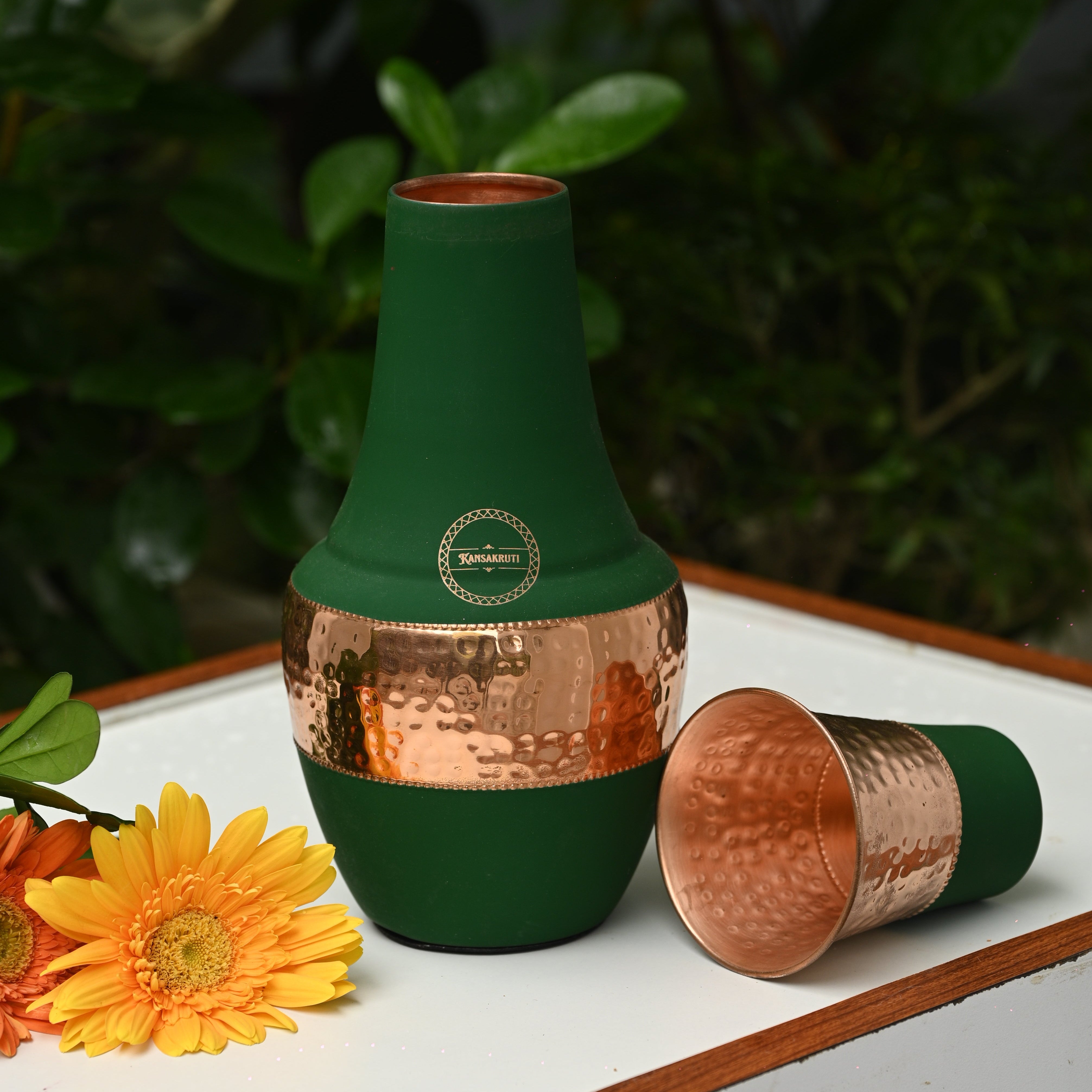 Copper Silk Green Venus Water Jar - Lacquered Finish 1.2L