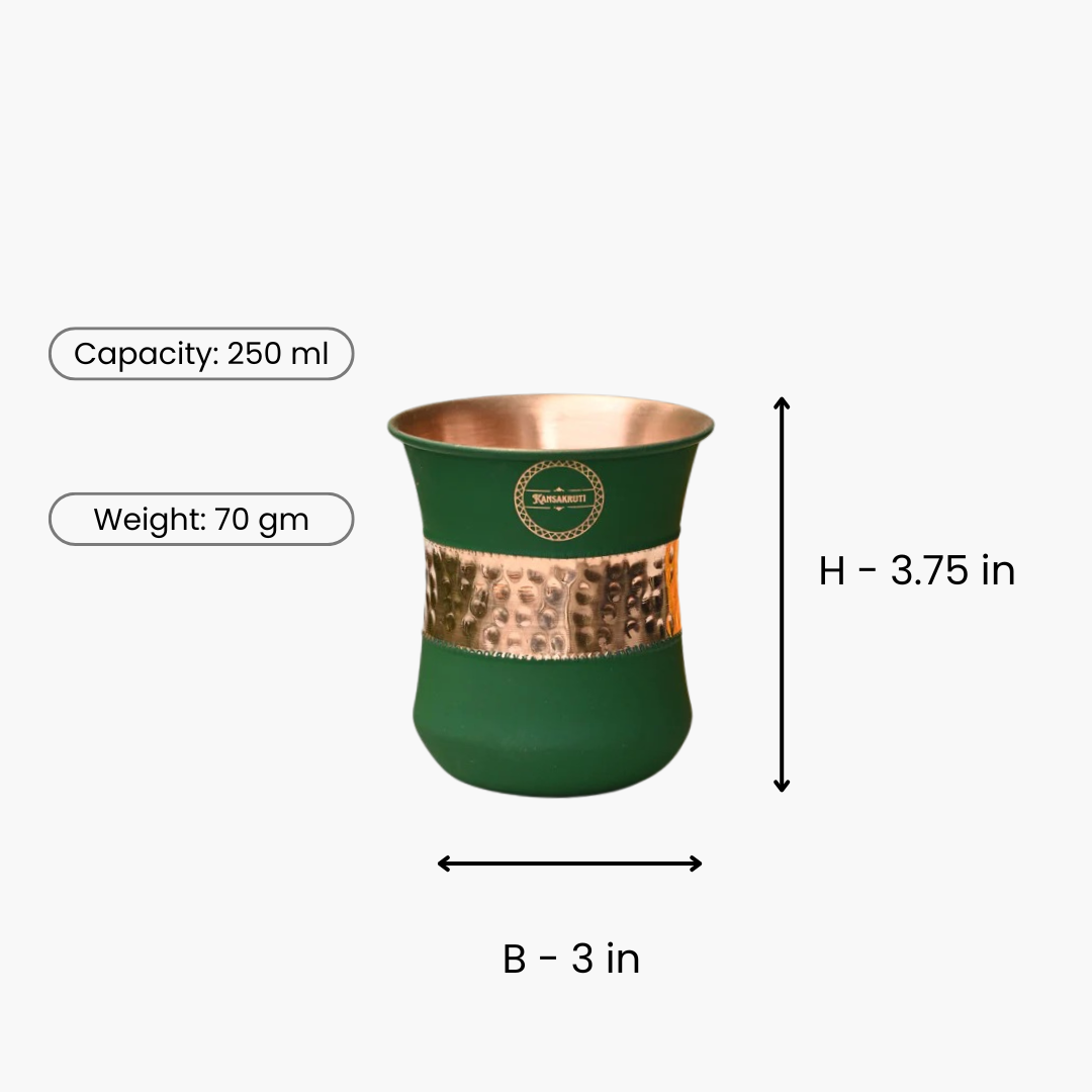 Copper Hammered Curved Glass - Green Tinted Finish