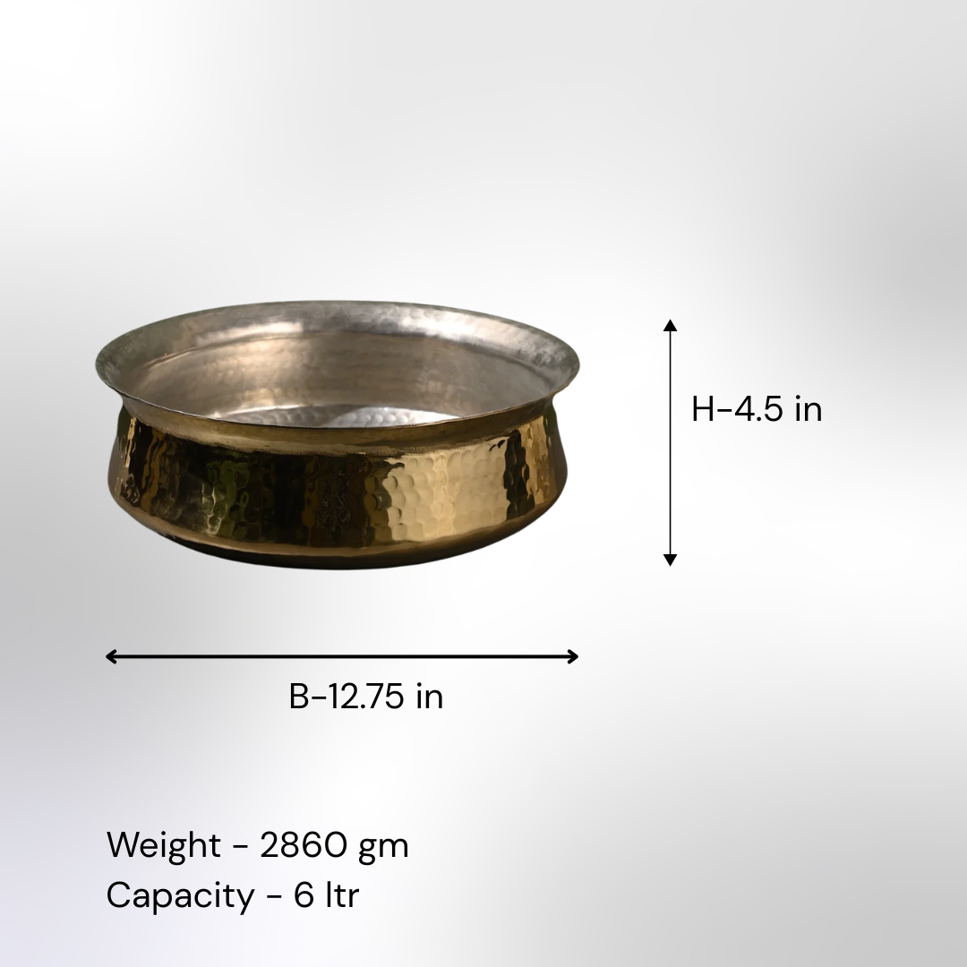 Brass Lagan Handi with Lid / Pital Biryani Handi - Heavy Base