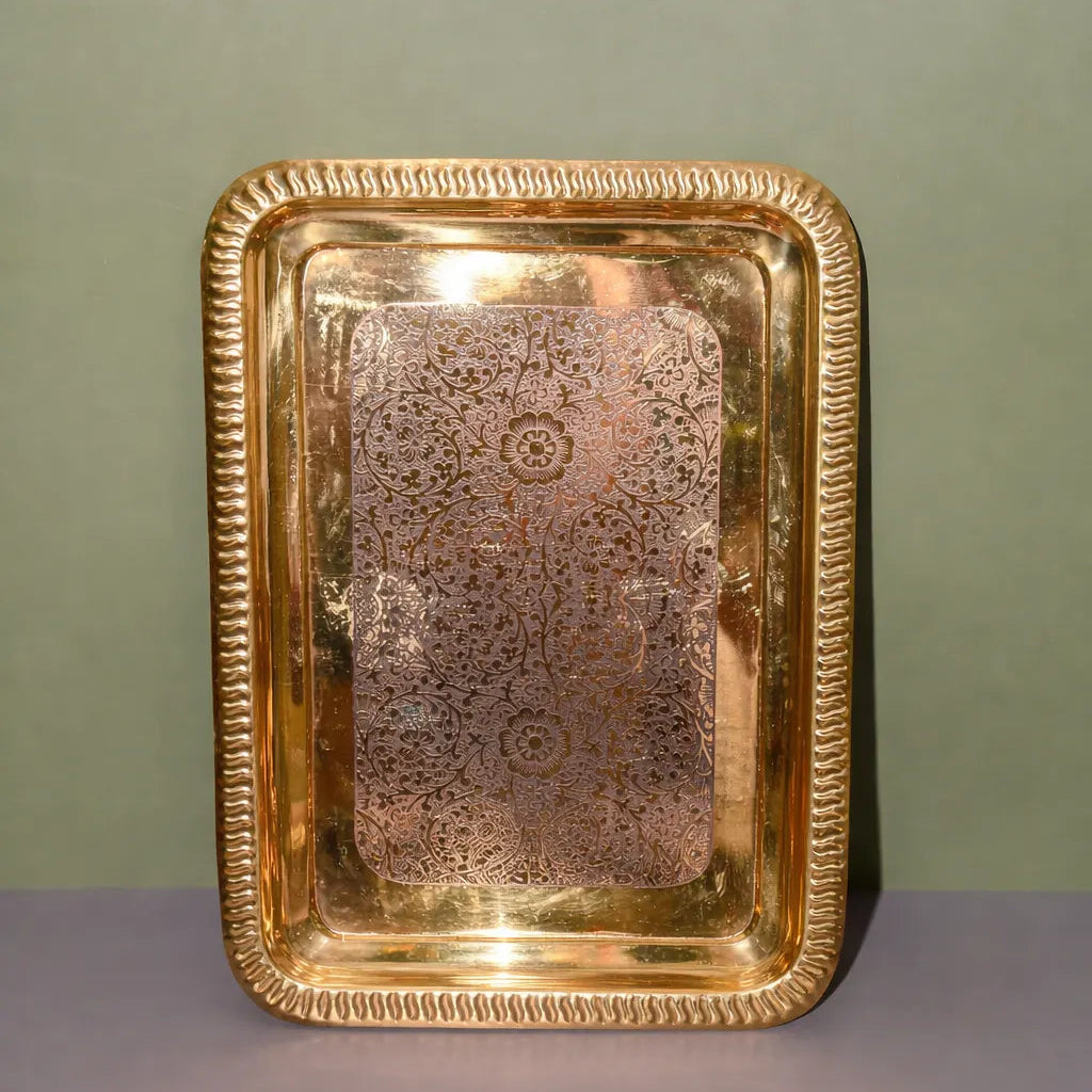 Brass Square Serving Tray / Pital Tray - Modern Geometric