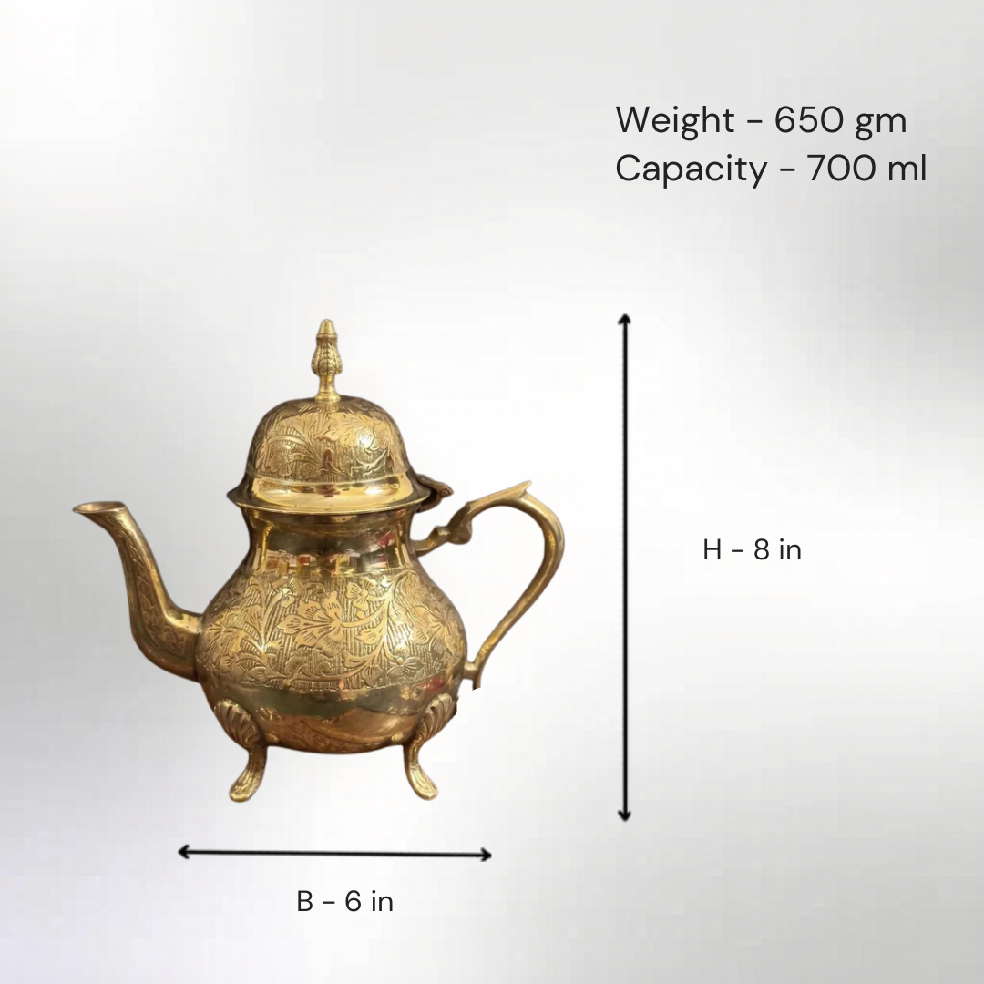 Brass Embossed Kettle Set / Pital Ketli Set - Textured