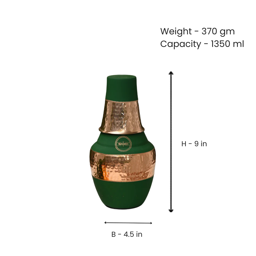 Copper Silk Green Venus Water Jar - Lacquered Finish 1.2L