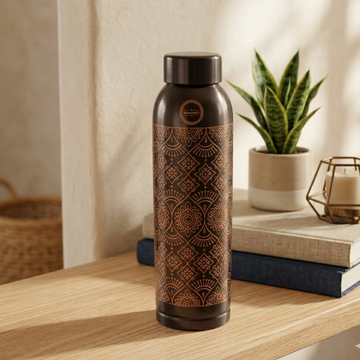 Antique Jumbo Copper Water Bottle - Large 1L Pure Copper