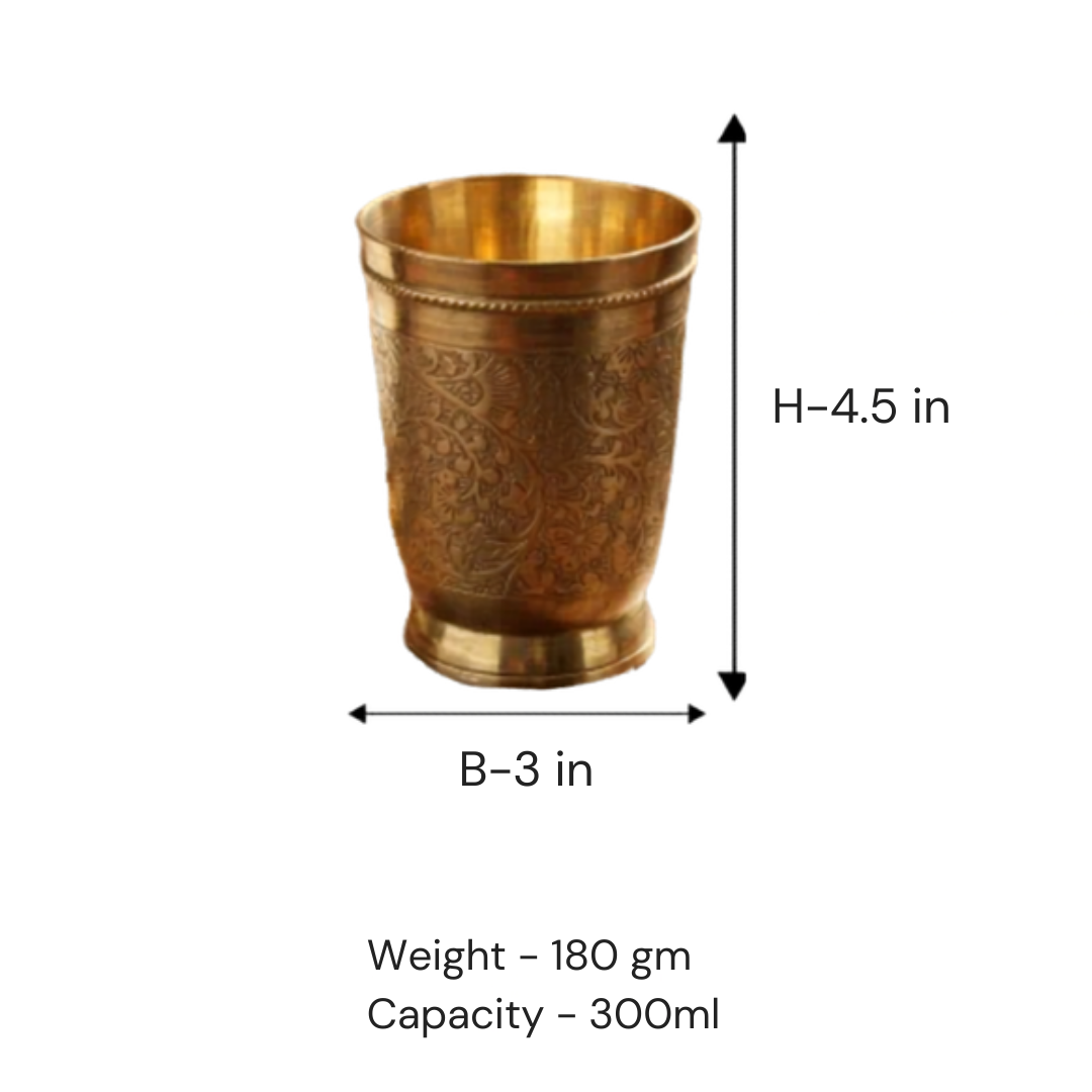 Brass Fancy Etching Glass / Pital Nakkashi Tumbler