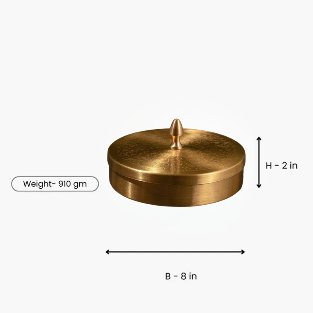 Brass Etching Masala Box / Pital Masala Dabba - Classic