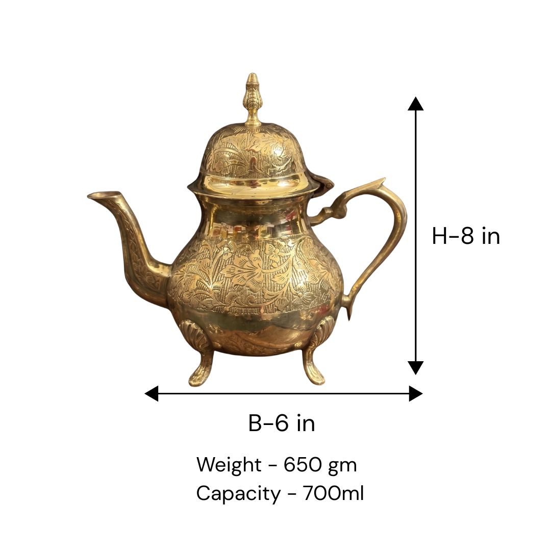 Brass Embossed Kettle / Pital Ketli - Textured Finish