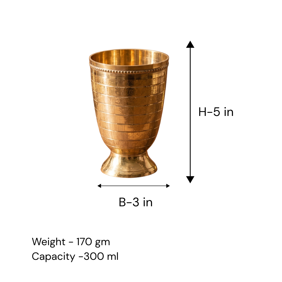 Brass Diamond Pattern Glass / Pital Tumbler - Textured