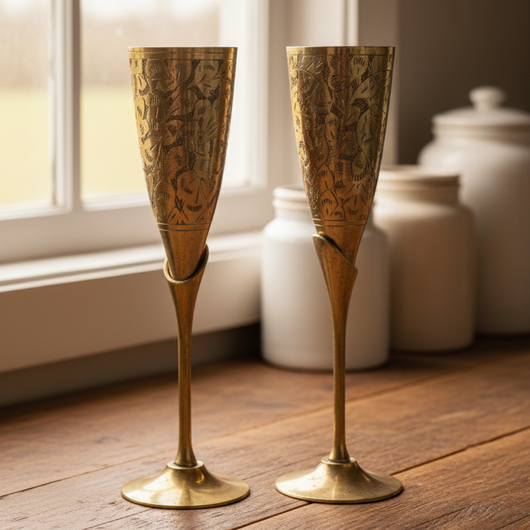Copper Narrow Wine Glass Set / Tamba Goblet - Gift Box