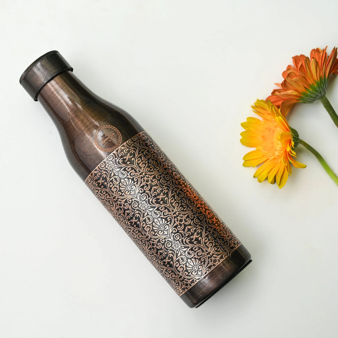 Pari Antique Embossed Copper Water Bottle