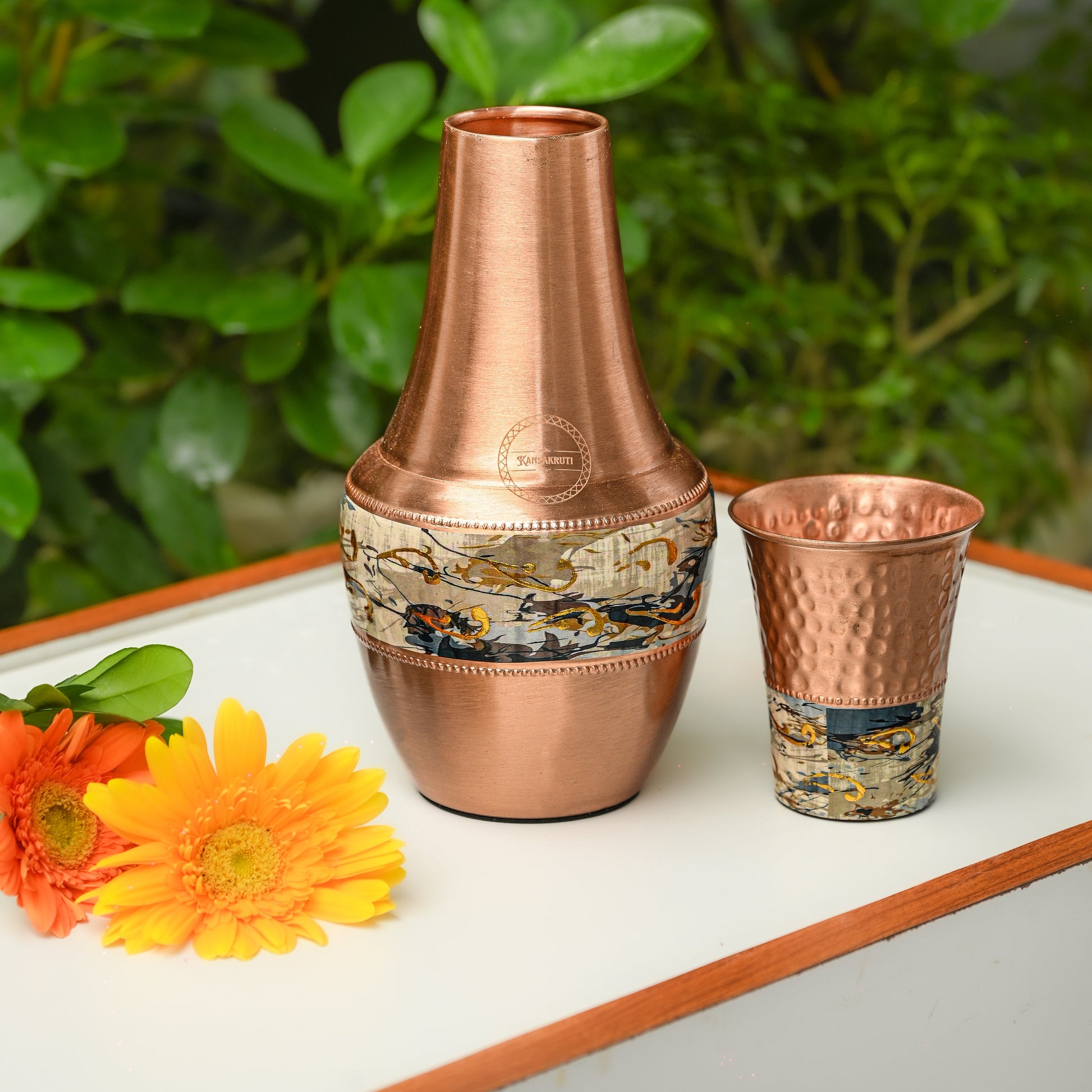 Designer Copper Jar and Glass for Gifting and Wellness