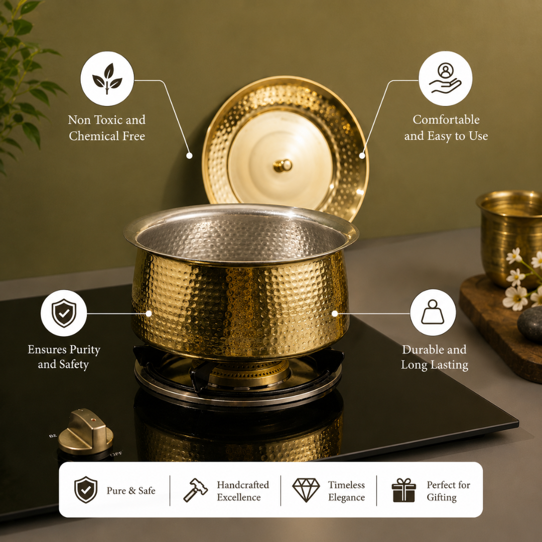 Brass Kalai Dogra / Pital Degchi - Tin-Coated Cookware
