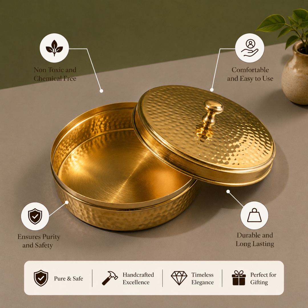 Brass Etching Masala Box / Pital Masala Dabba - Classic