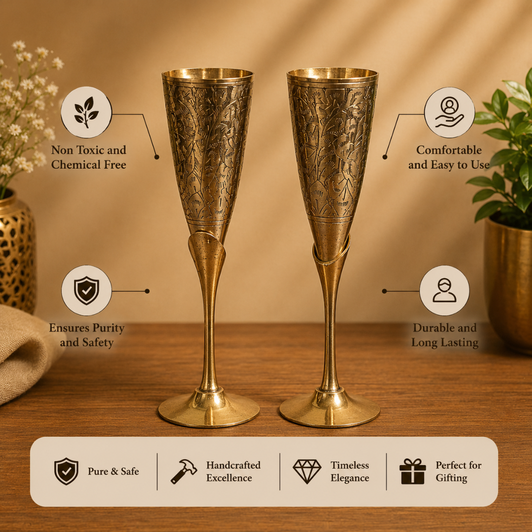 Copper Narrow Wine Glass Set / Tamba Goblet - Gift Box