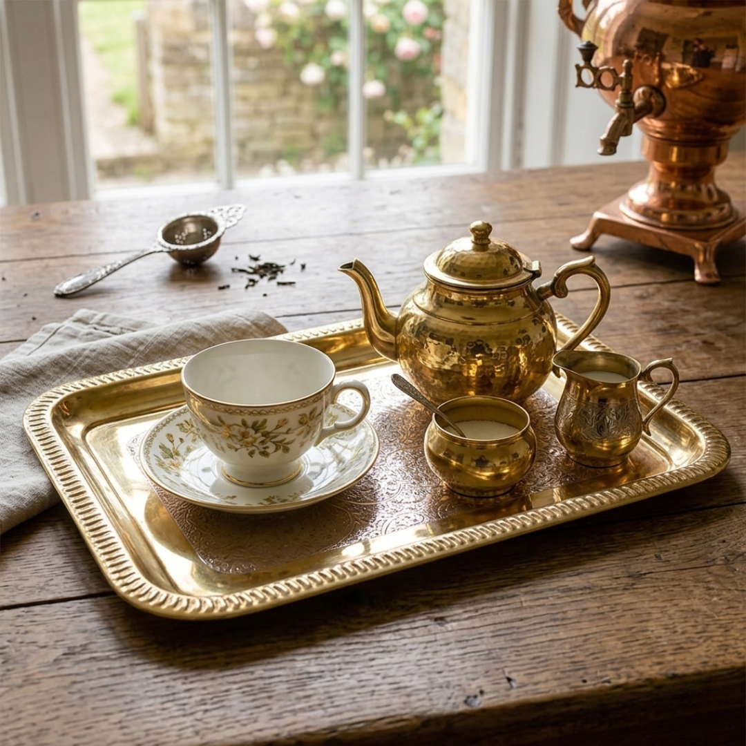 Brass Square Serving Tray / Pital Tray - Modern Geometric